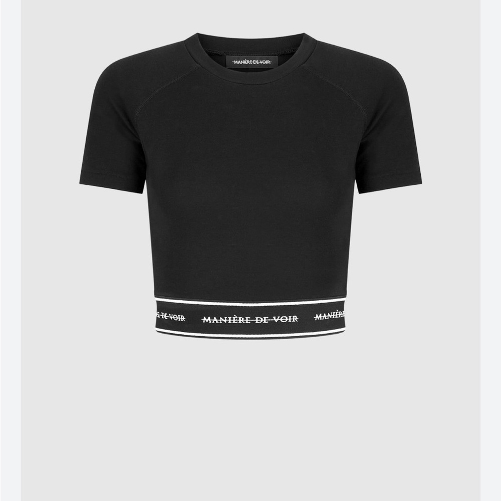 Maniere De Voir Black Logo Band Crop Top